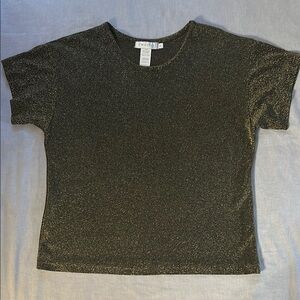 Tweeds Gold and Black Rayon and Metallic Short Sleeve T-Shirt